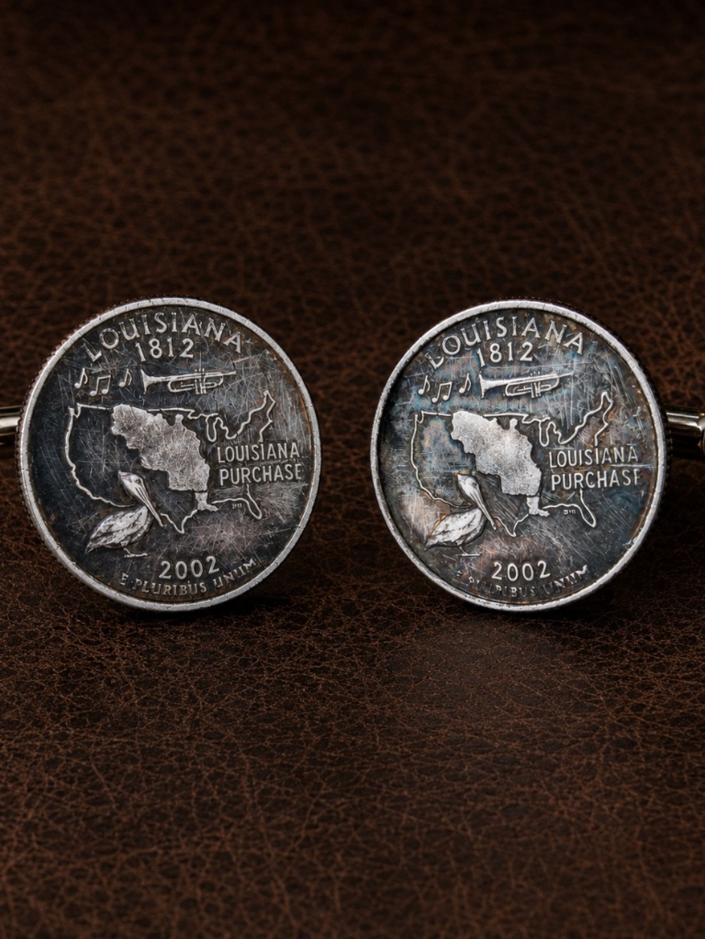 Louisiana State Quarter Coin Cufflinks 2002
